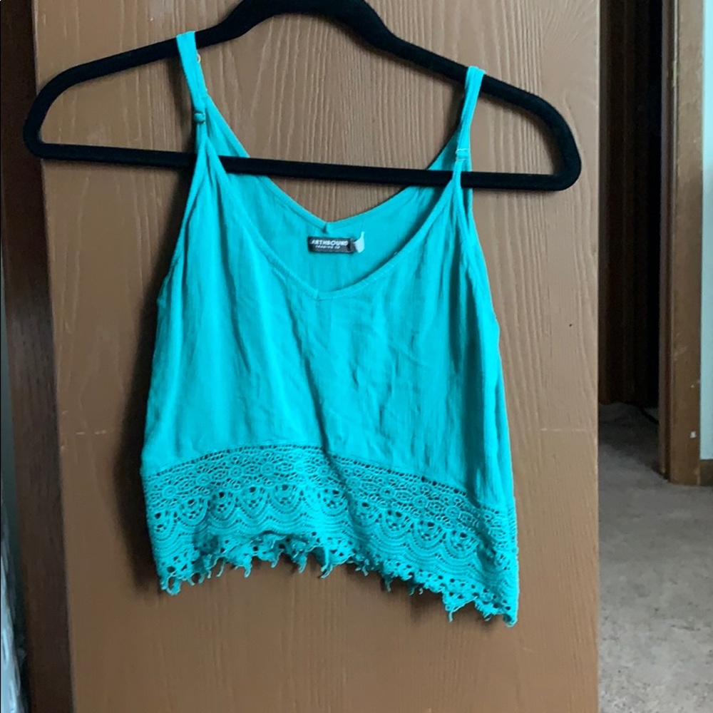 🍁 Earthbound Teal Lace Cropped Tank